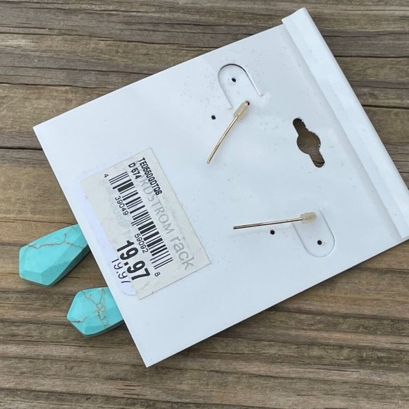 Panacea Earrings Gold Tone Hook wire Turquoise Bead Drop/Dangle Women Ear Jewelr - Picture 4 of 9